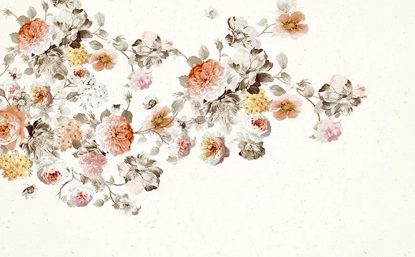Floral Clouds Mural Wallpaper
