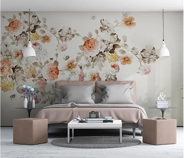Floral Clouds Mural Wallpaper