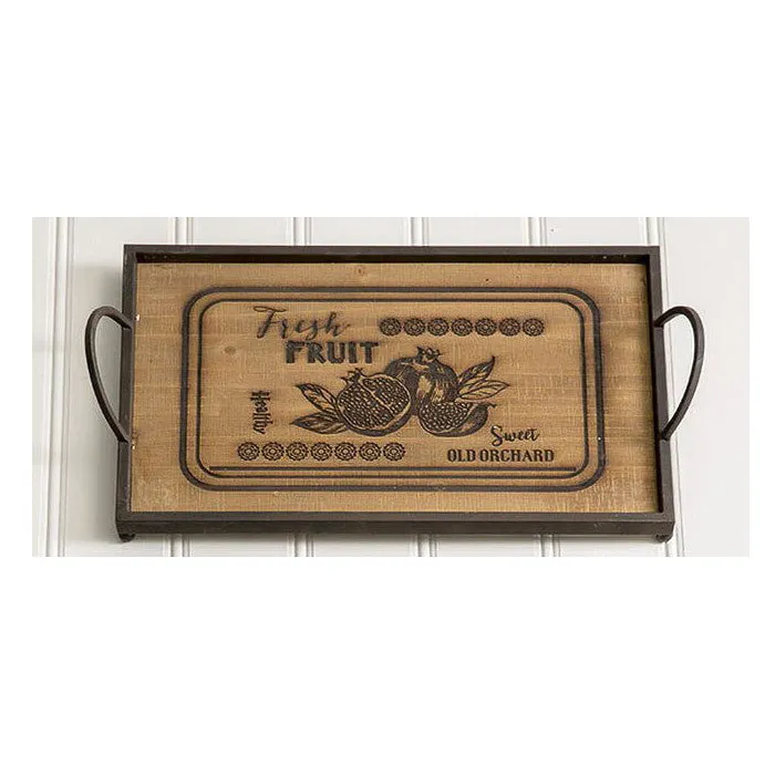 Fresh Fruit Rustic Wood Serving Tray