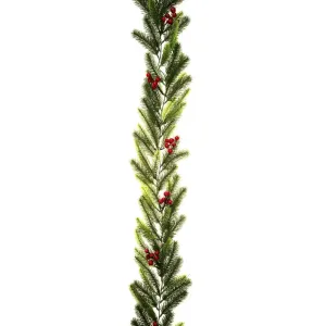Fresh Pine and Red Berry Garland 1.8m