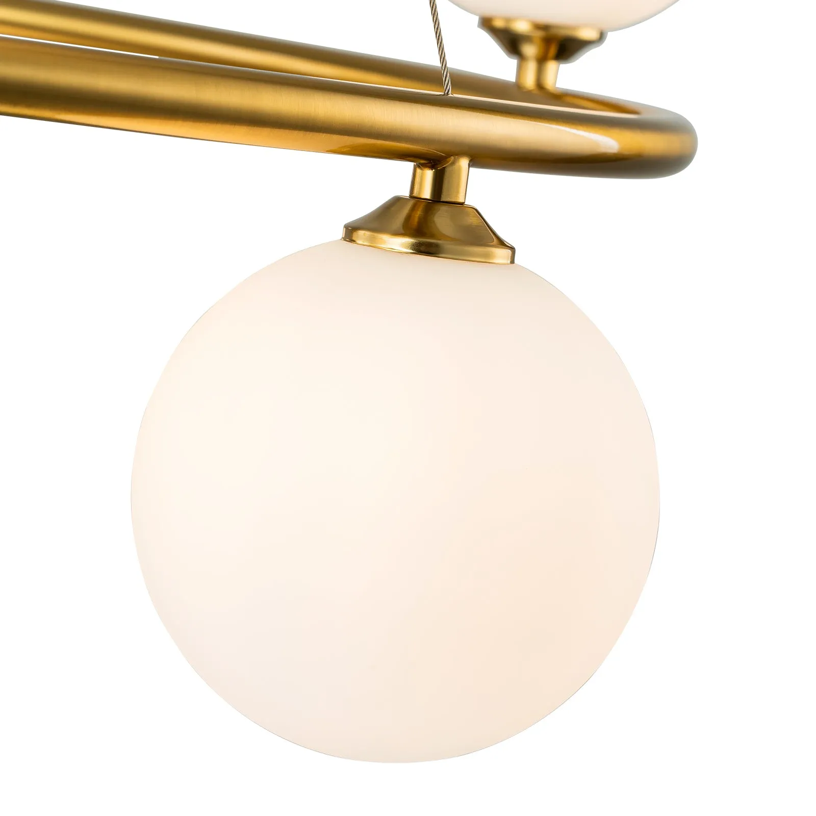 Glowlings 6/8-Light Modern Opal Glass Globe Brass Ring Bubbble Chandelier