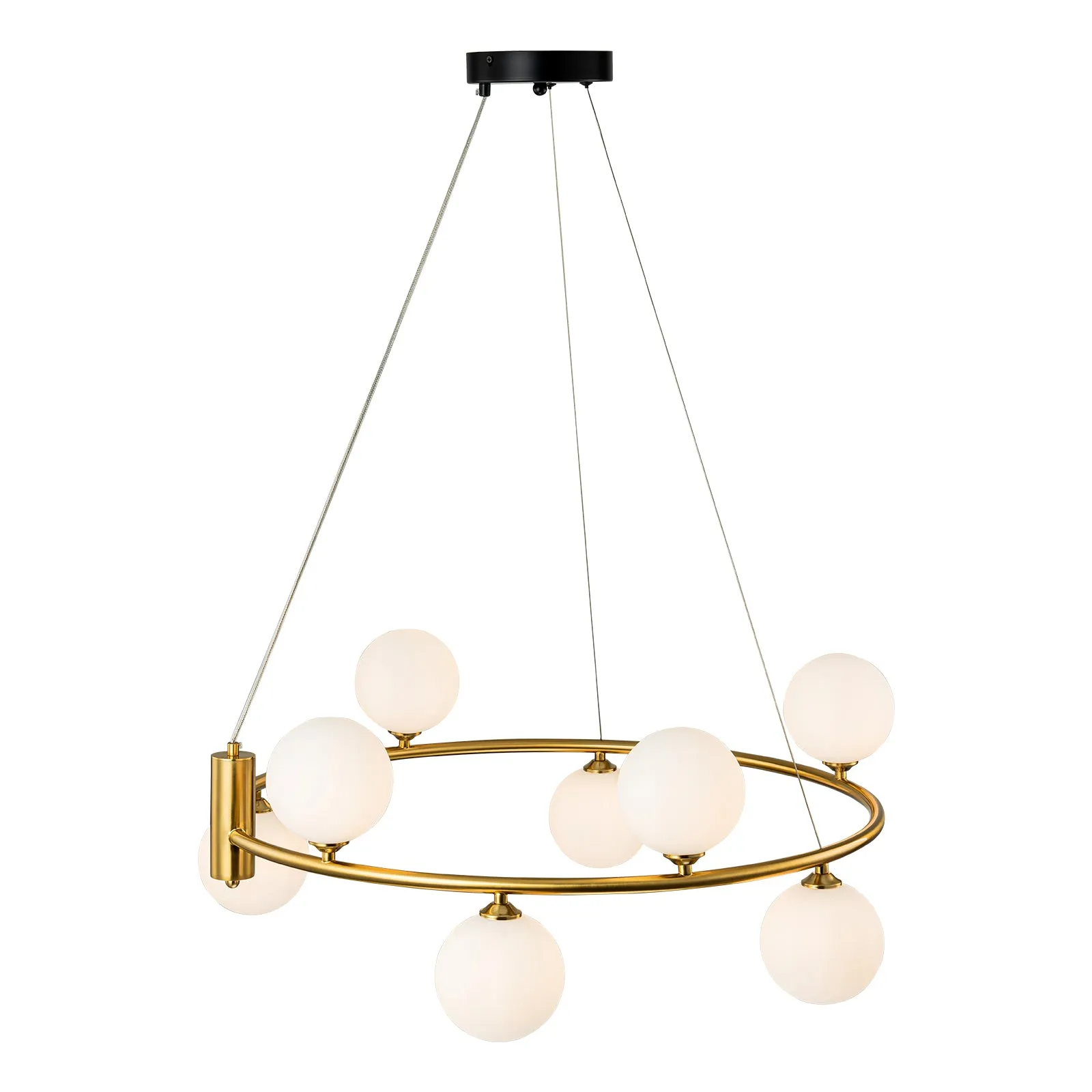 Glowlings 6/8-Light Modern Opal Glass Globe Brass Ring Bubbble Chandelier