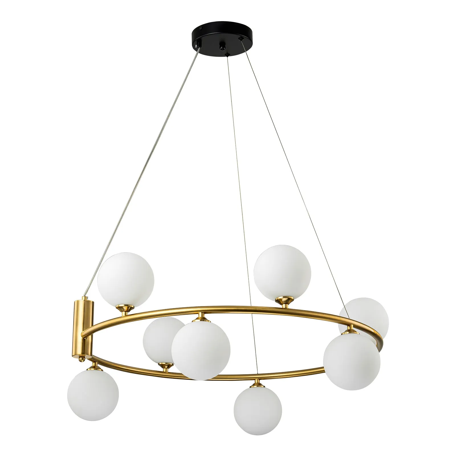 Glowlings 6/8-Light Modern Opal Glass Globe Brass Ring Bubbble Chandelier