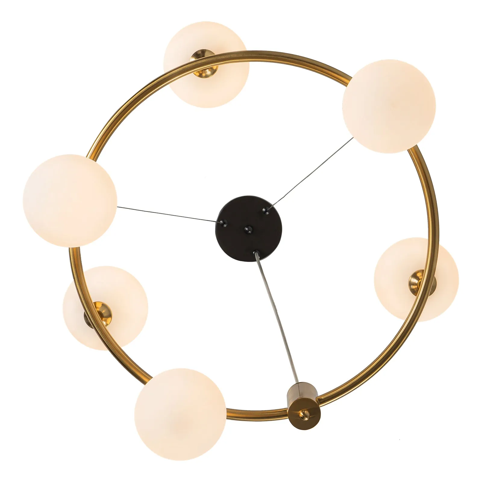 Glowlings 6/8-Light Modern Opal Glass Globe Brass Ring Bubbble Chandelier