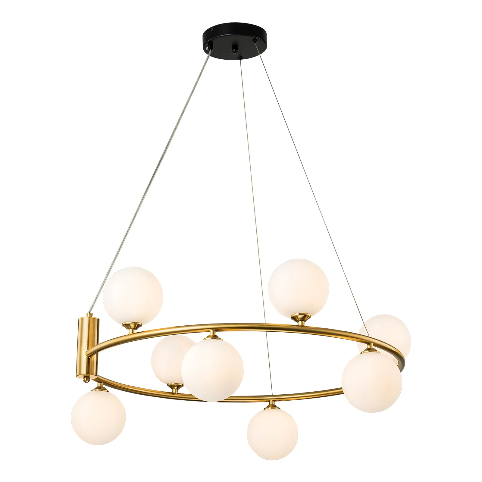 Glowlings 6/8-Light Modern Opal Glass Globe Brass Ring Bubbble Chandelier