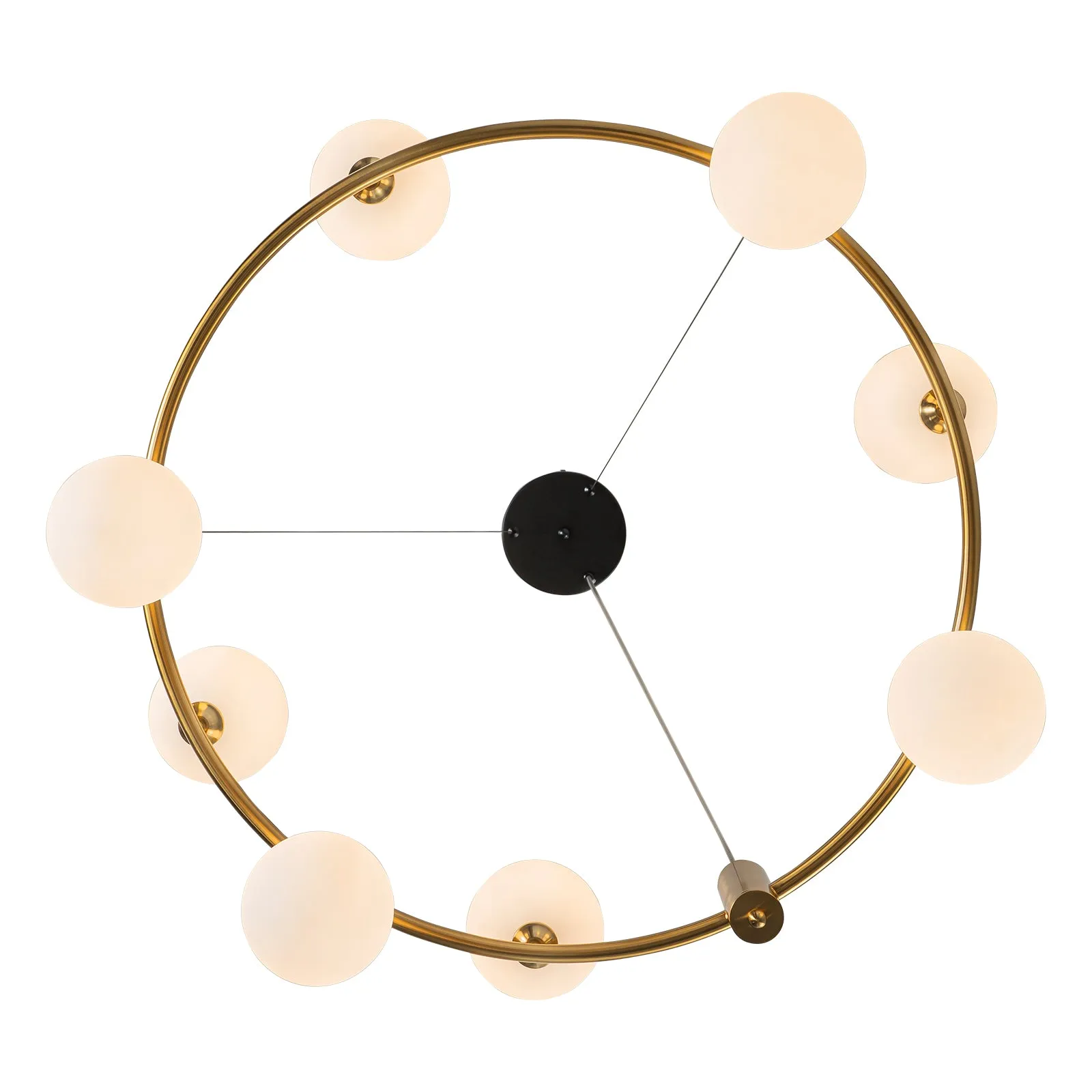 Glowlings 6/8-Light Modern Opal Glass Globe Brass Ring Bubbble Chandelier