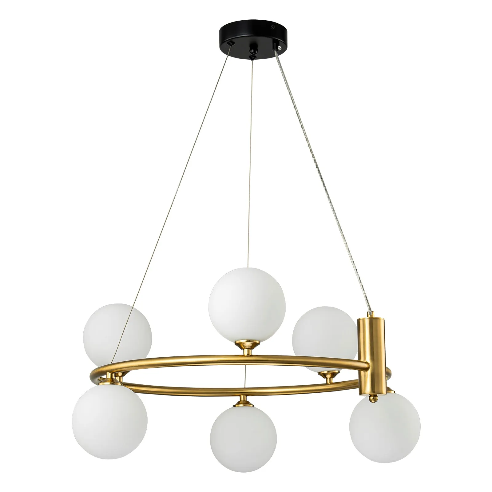 Glowlings 6/8-Light Modern Opal Glass Globe Brass Ring Bubbble Chandelier