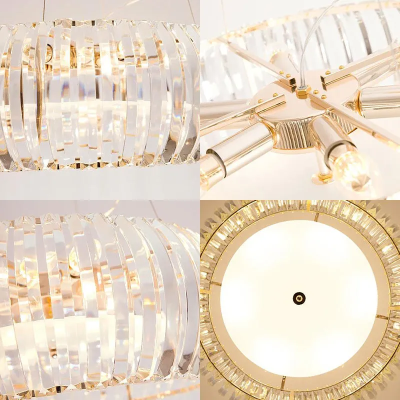 Gold Minimal Globe Crystal Chandelier: Elegant Pendant Light Fixture with 6 Lights for Living Room