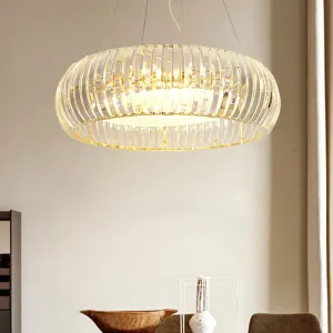 Gold Minimal Globe Crystal Chandelier: Elegant Pendant Light Fixture with 6 Lights for Living Room