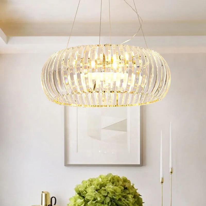Gold Minimal Globe Crystal Chandelier: Elegant Pendant Light Fixture with 6 Lights for Living Room