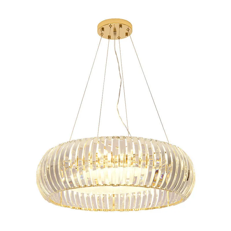 Gold Minimal Globe Crystal Chandelier: Elegant Pendant Light Fixture with 6 Lights for Living Room