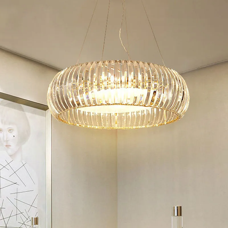 Gold Minimal Globe Crystal Chandelier: Elegant Pendant Light Fixture with 6 Lights for Living Room
