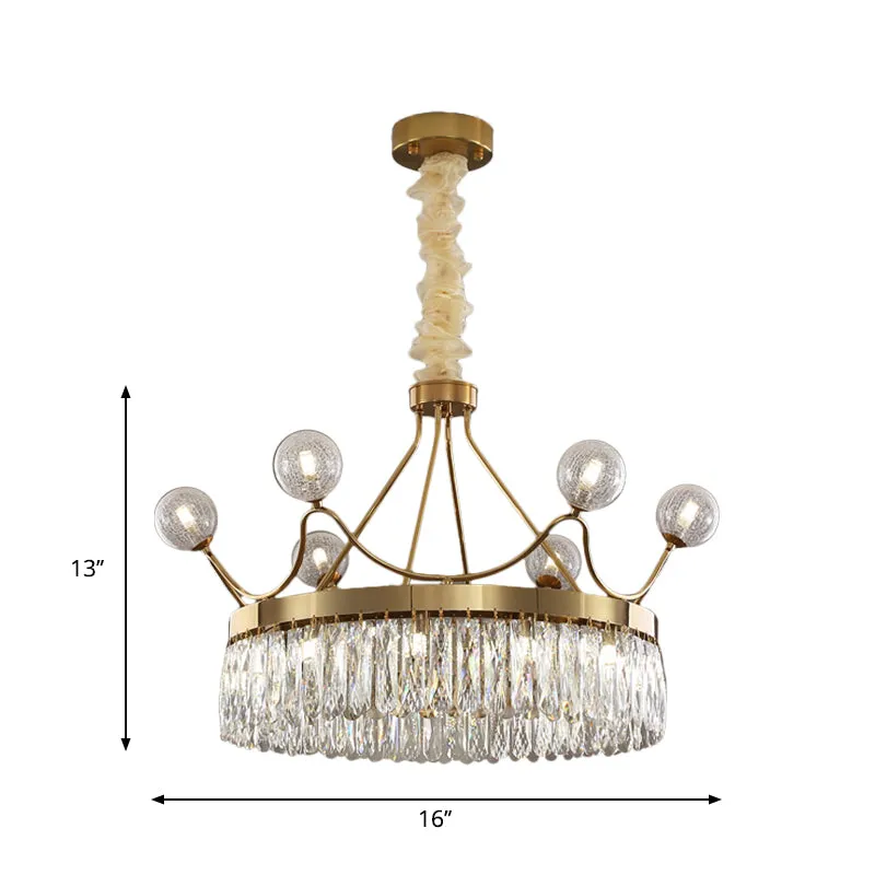 Gold Rectangular Crystal Chandelier with 13 Contemporary Bulbs