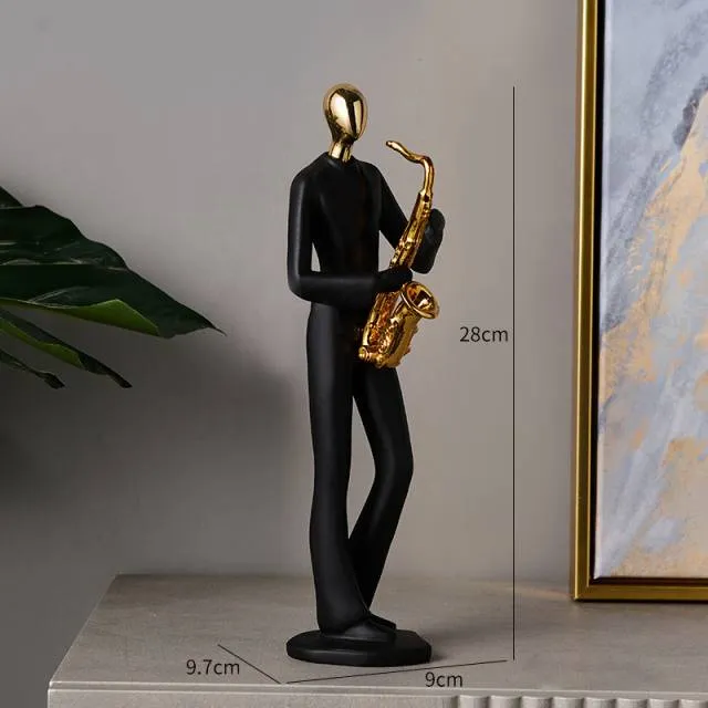 Golden Black Musician Figurine - Sax