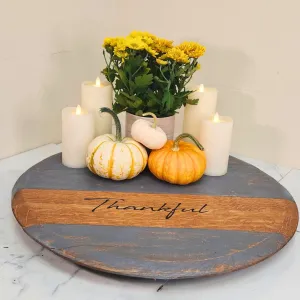 Gray Washed Barrel Head Lazy Susan