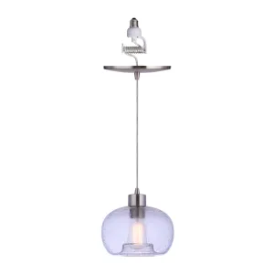 Hand-Blown Seeded Glass Brushed Nickel Instant Pendant Recessed Can Conversion Kit