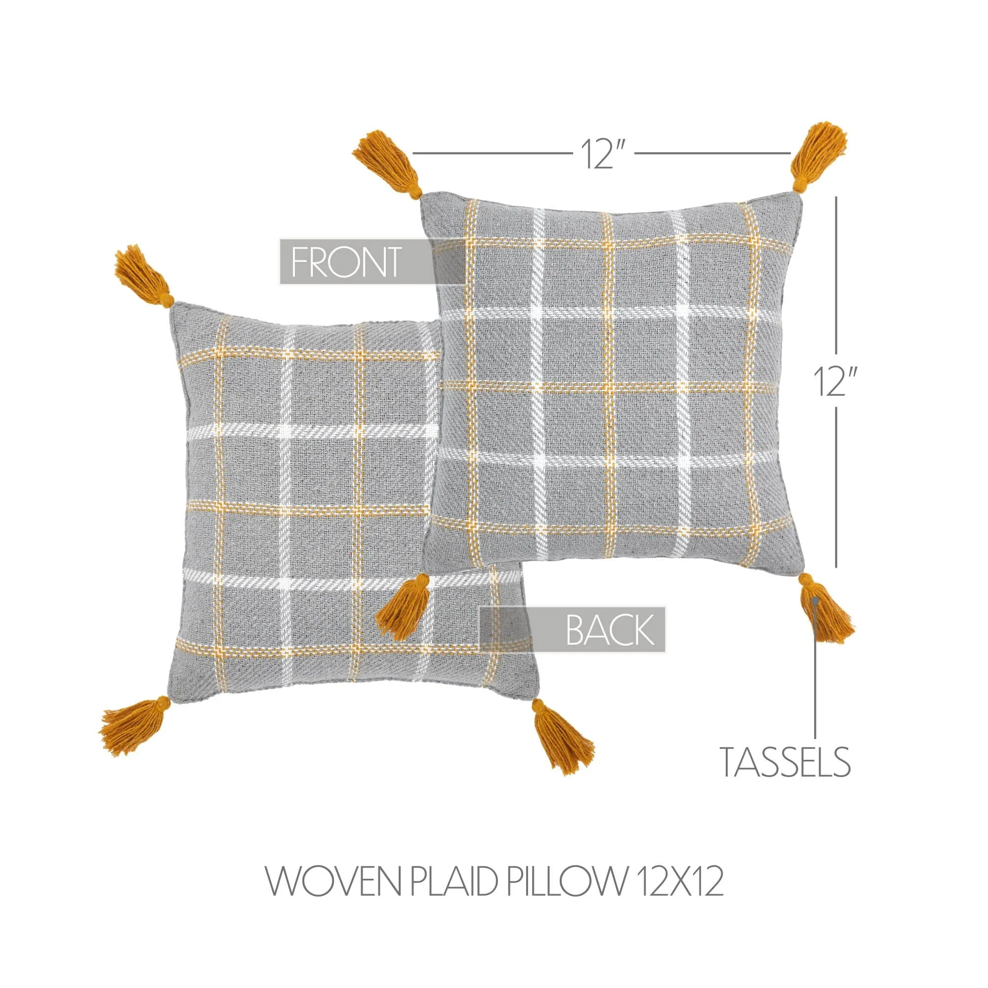 Harvest Blessings Woven Plaid Pillow 12x12"