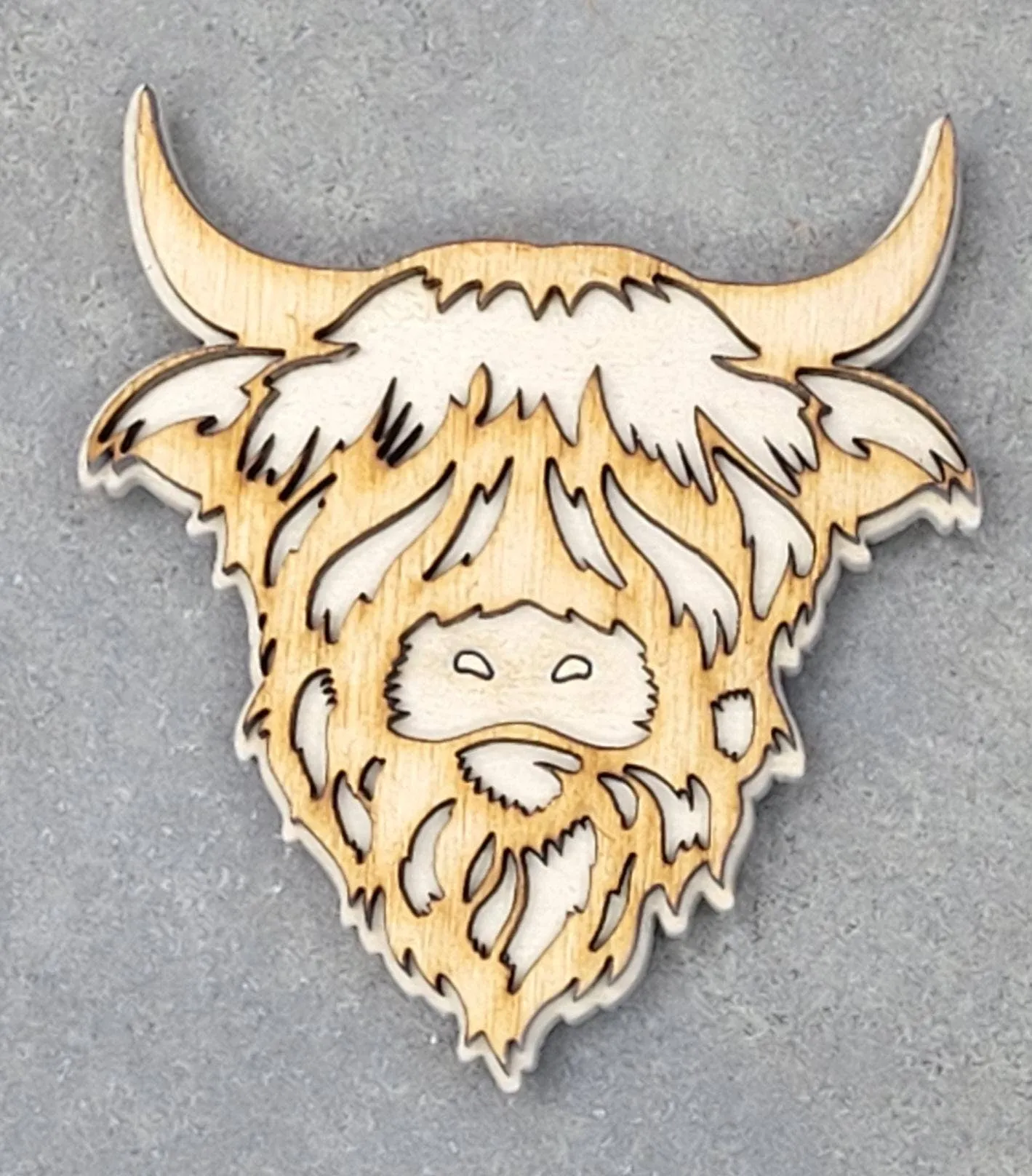 Highland Cow Magnet Handmade in the USA Wood look
