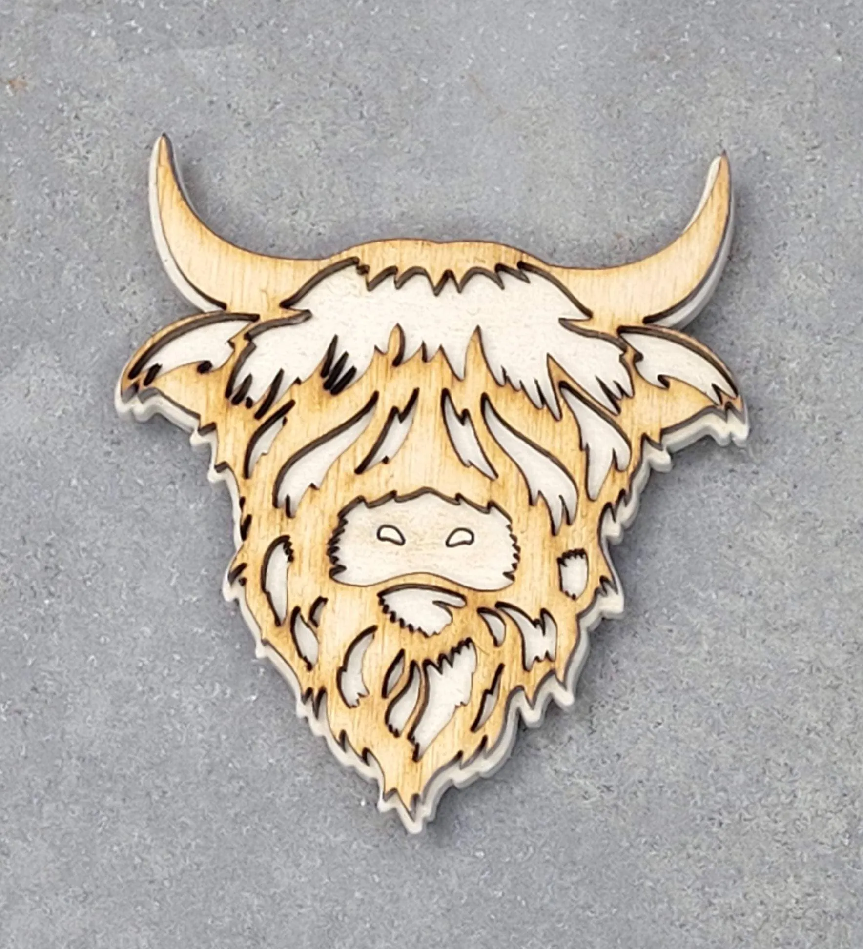 Highland Cow Magnet Handmade in the USA Wood look