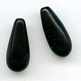 Jet glass teardrop shaped beads. 12x5mm. Pkg of 10. b11-bw-0910