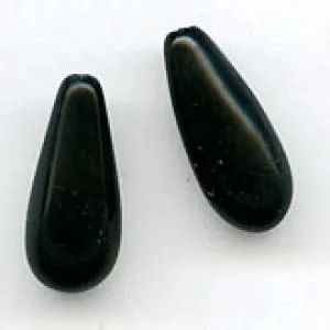 Jet glass teardrop shaped beads. 12x5mm. Pkg of 10. b11-bw-0910