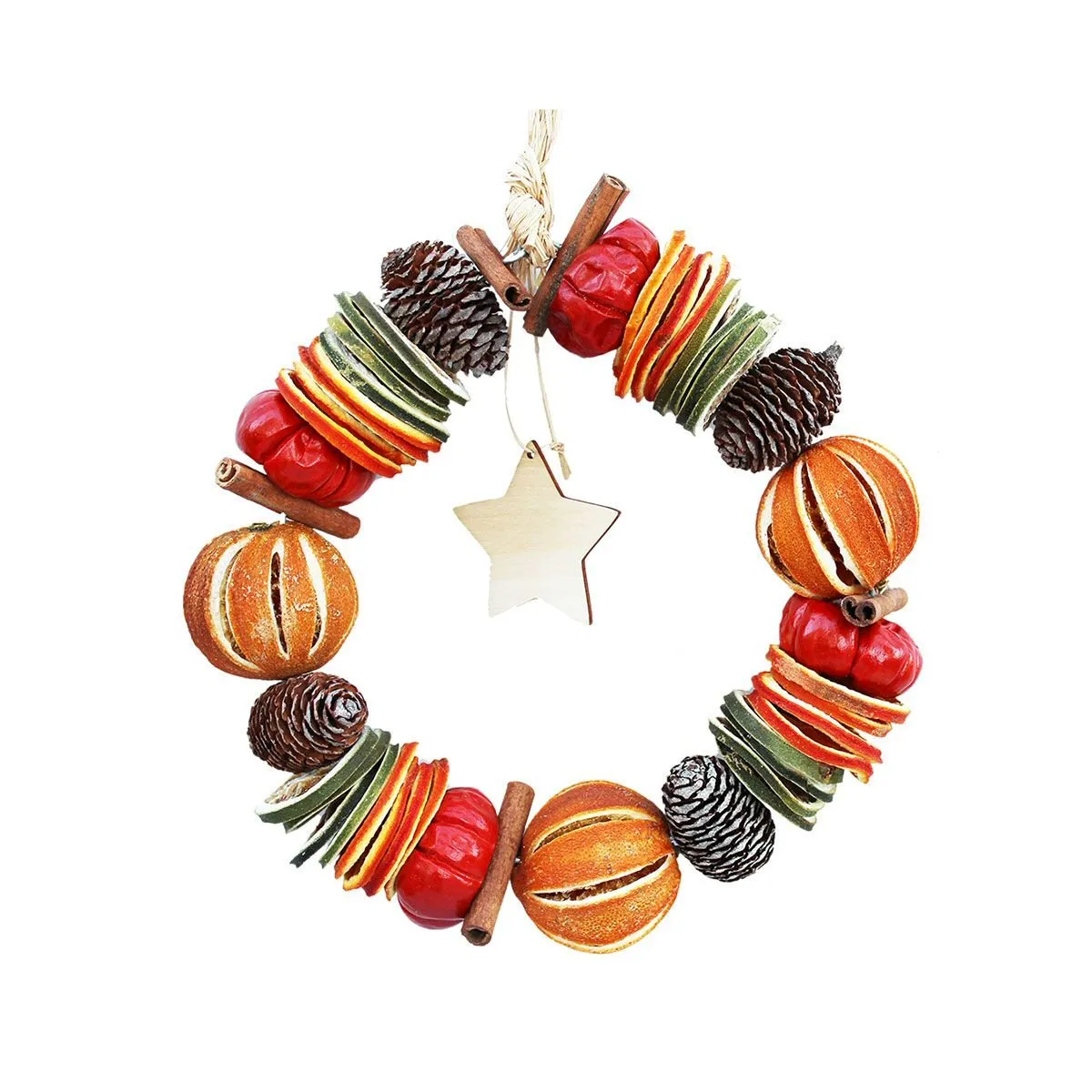 Jormaepourri 26cm Scented Pinecone & Orange Wooden Star Wreath