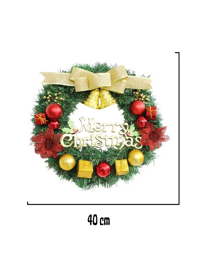 Large 40 CM Christmas Wreath for Door or Wall, Garland Christmas Home Decoration (Golden Ribbon)