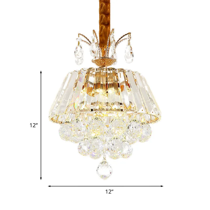 LED Crystal Chandelier Pendant Light for Dining Room - Elegant Tiered Conical Design, Clear Shade - 12"/18" Width