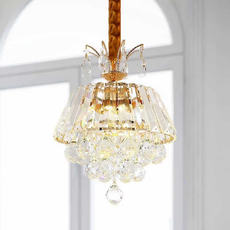 LED Crystal Chandelier Pendant Light for Dining Room - Elegant Tiered Conical Design, Clear Shade - 12"/18" Width