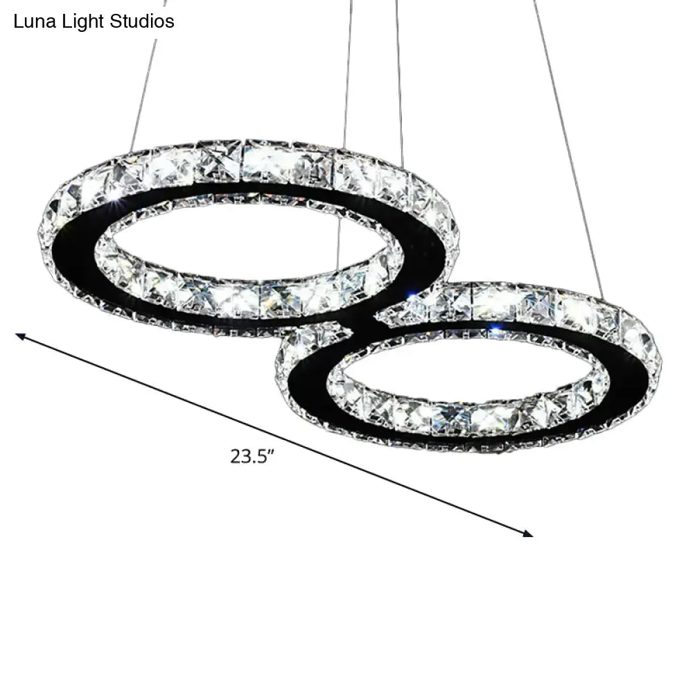LED Stainless Steel Chandelier with Clear Crystal Curve Frame - Elegant Hanging Light for Living Room