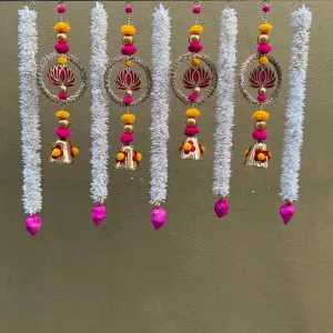 Lotus Ring & Veni Lotus Bud Hanging (Set of 9) - Festive Decoration Wall Hanging