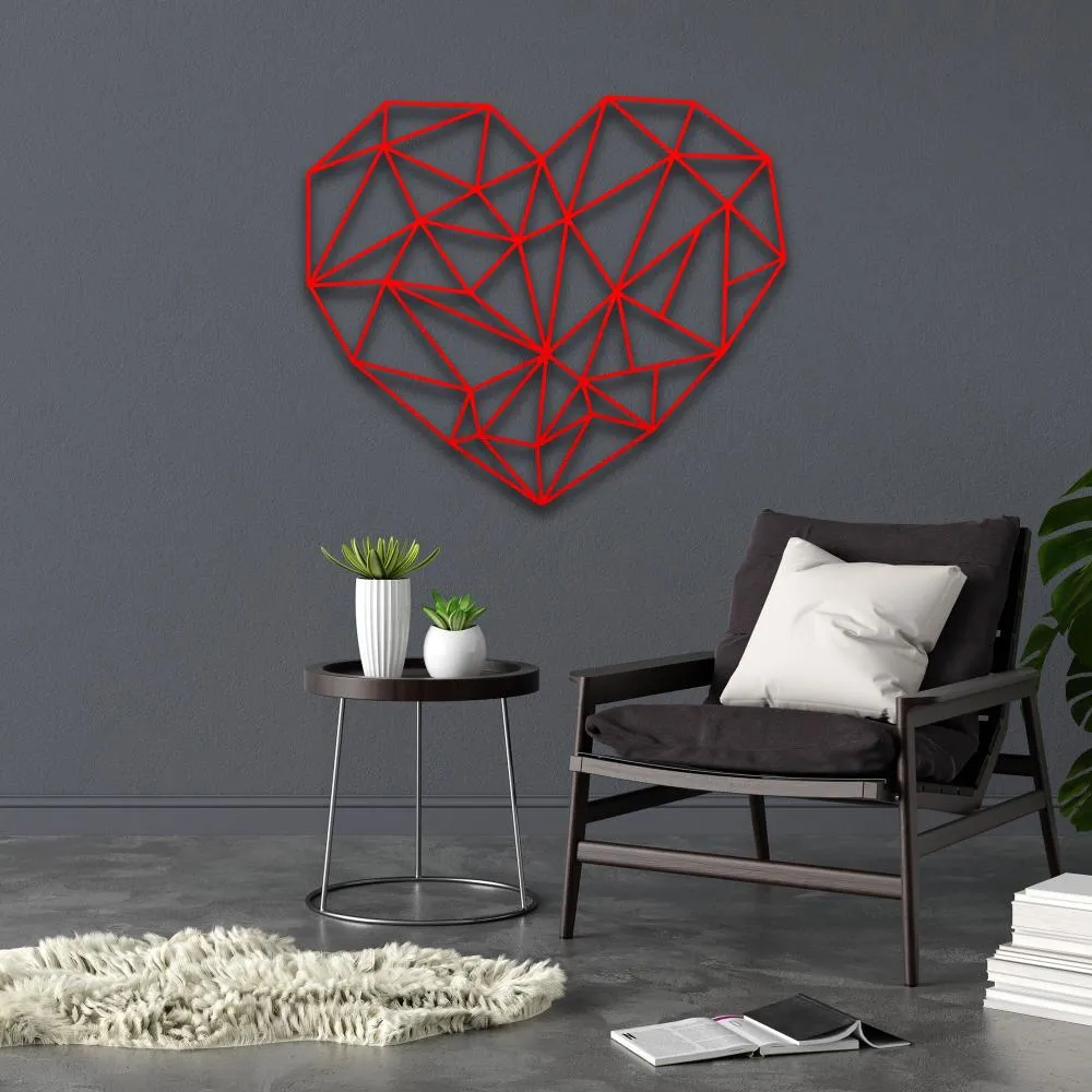 Metal Geometric Heart Wall Art