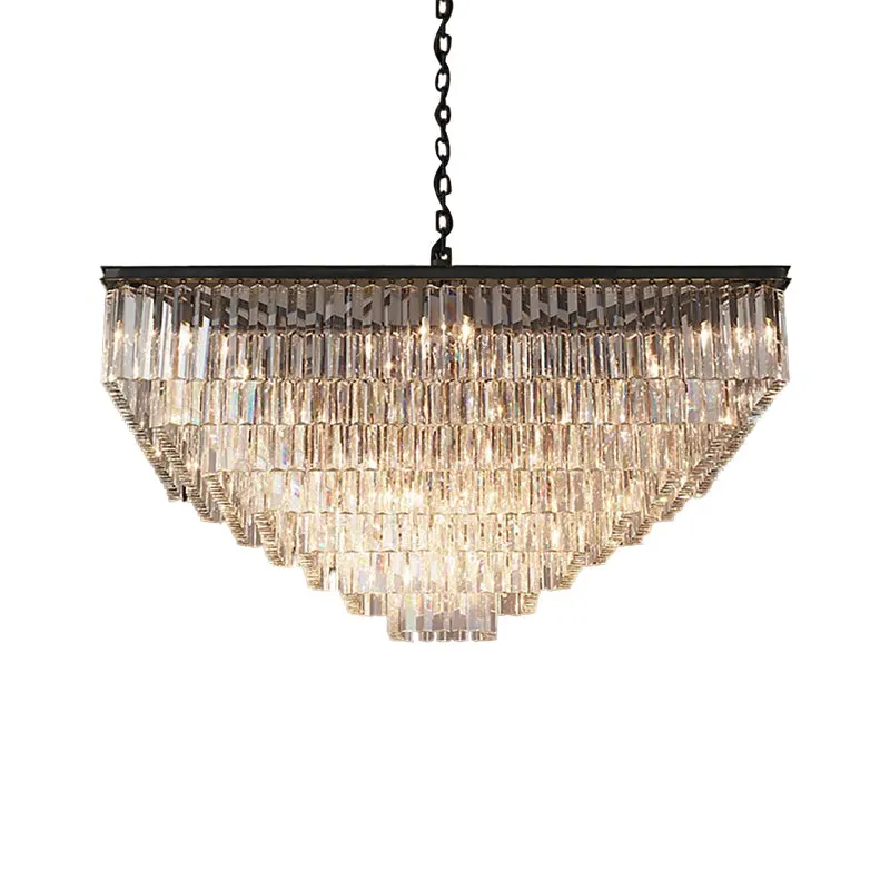 Modern 3/5/7-Tier Living Room Chandelier with Clear Crystal Shade and LED Suspension Pendant - 19.5"/31.5"/43" Wide