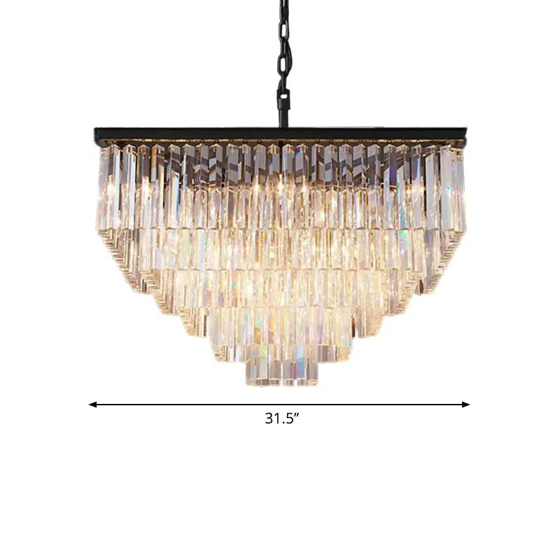 Modern 3/5/7-Tier Living Room Chandelier with Clear Crystal Shade and LED Suspension Pendant - 19.5"/31.5"/43" Wide