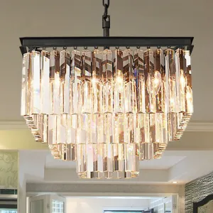 Modern 3/5/7-Tier Living Room Chandelier with Clear Crystal Shade and LED Suspension Pendant - 19.5"/31.5"/43" Wide