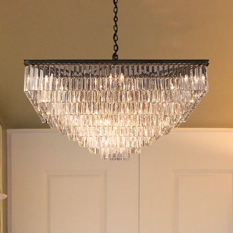 Modern 3/5/7-Tier Living Room Chandelier with Clear Crystal Shade and LED Suspension Pendant - 19.5"/31.5"/43" Wide