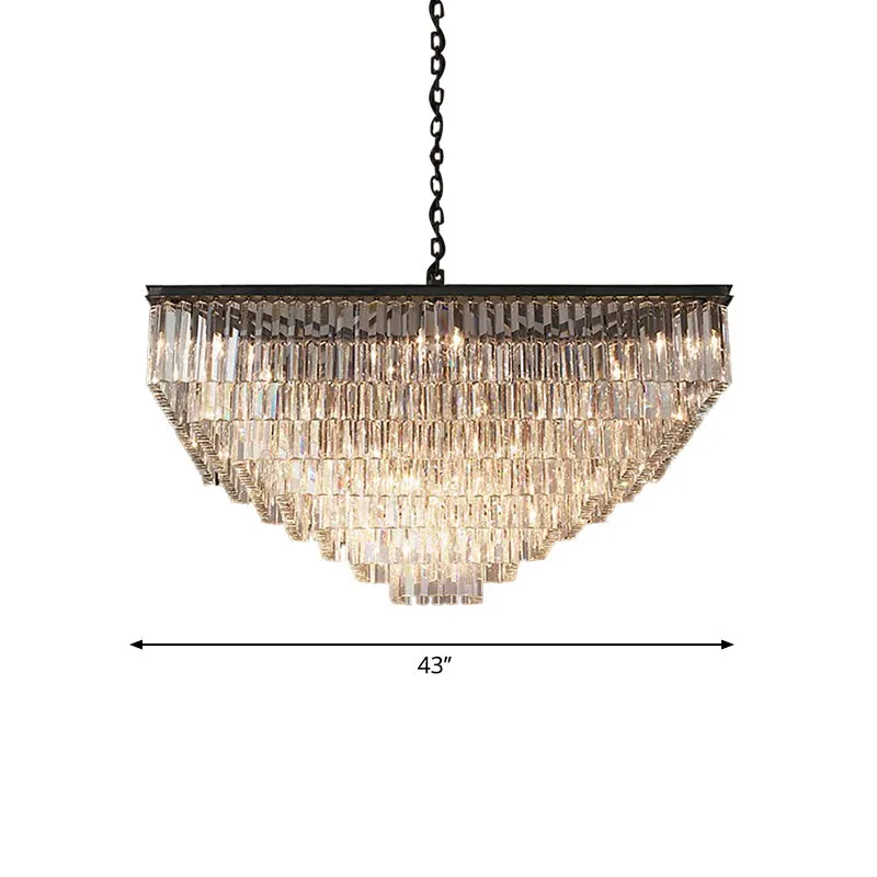 Modern 3/5/7-Tier Living Room Chandelier with Clear Crystal Shade and LED Suspension Pendant - 19.5"/31.5"/43" Wide