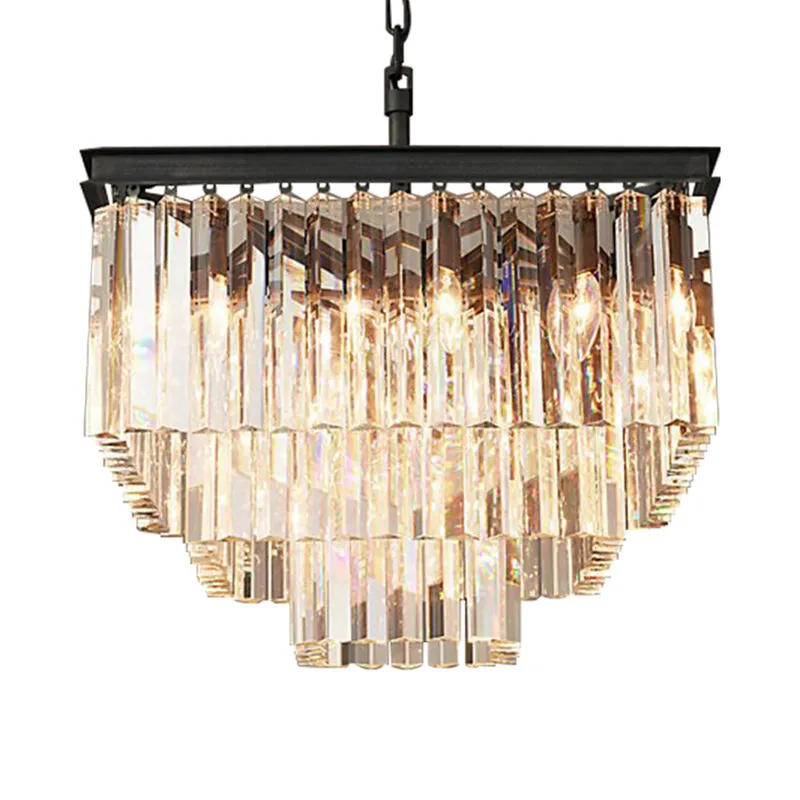 Modern 3/5/7-Tier Living Room Chandelier with Clear Crystal Shade and LED Suspension Pendant - 19.5"/31.5"/43" Wide