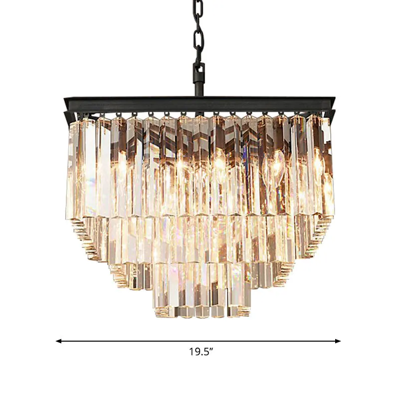 Modern 3/5/7-Tier Living Room Chandelier with Clear Crystal Shade and LED Suspension Pendant - 19.5"/31.5"/43" Wide