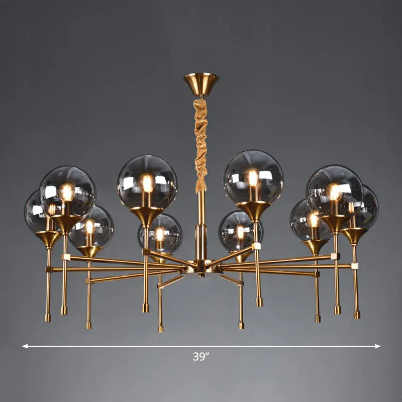 Modern Ball Up Chandelier: Elegant Glass Suspension Light Fixture for Dining Room in Brass