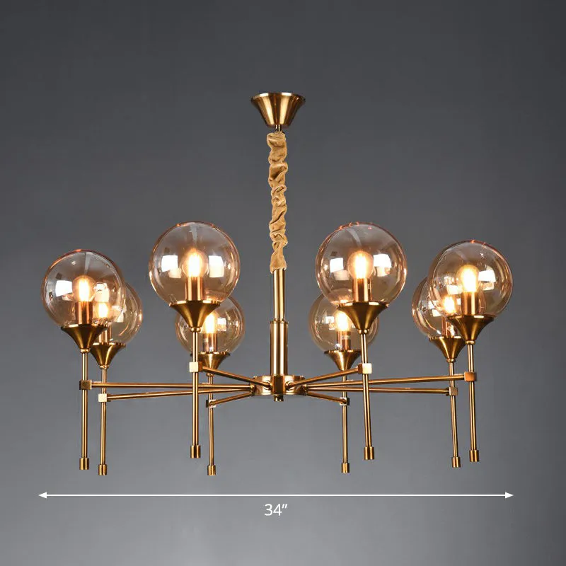 Modern Ball Up Chandelier: Elegant Glass Suspension Light Fixture for Dining Room in Brass