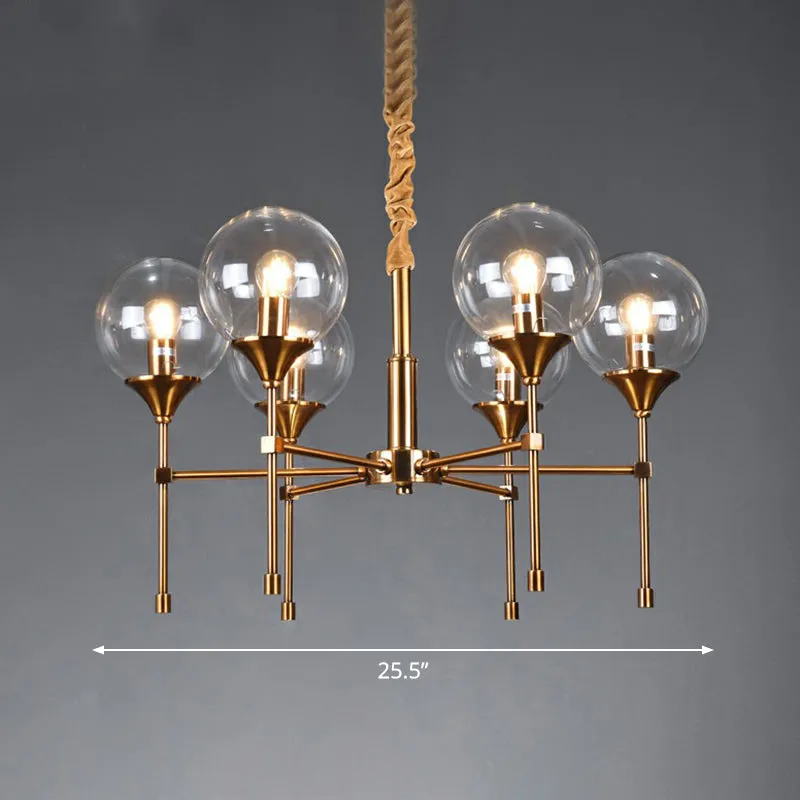 Modern Ball Up Chandelier: Elegant Glass Suspension Light Fixture for Dining Room in Brass