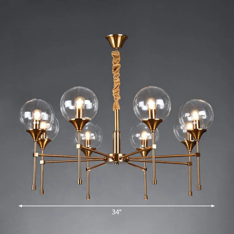 Modern Ball Up Chandelier: Elegant Glass Suspension Light Fixture for Dining Room in Brass