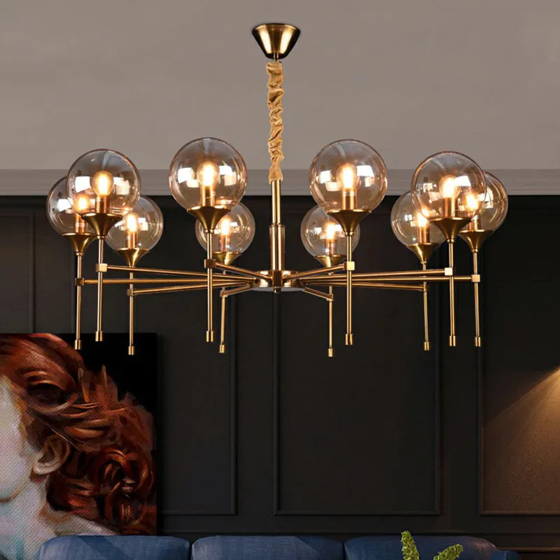 Modern Ball Up Chandelier: Elegant Glass Suspension Light Fixture for Dining Room in Brass
