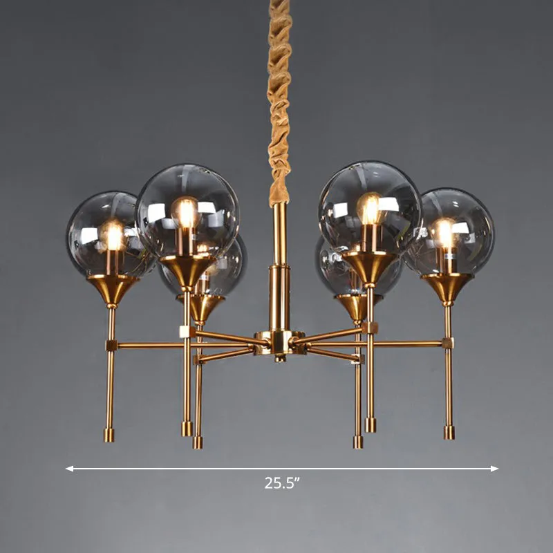 Modern Ball Up Chandelier: Elegant Glass Suspension Light Fixture for Dining Room in Brass