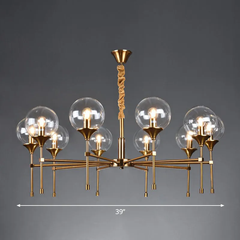 Modern Ball Up Chandelier: Elegant Glass Suspension Light Fixture for Dining Room in Brass