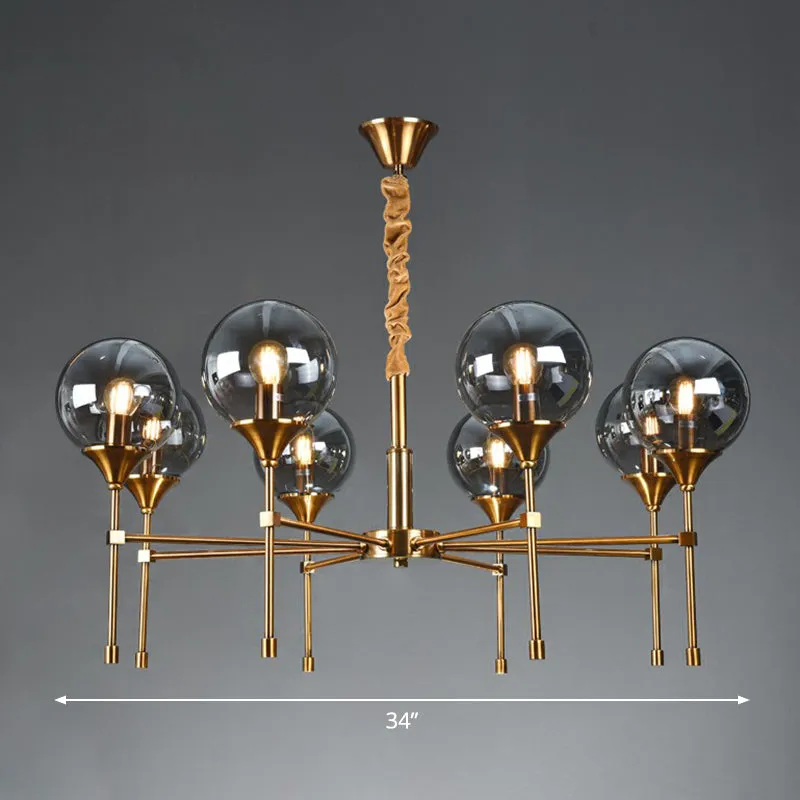 Modern Ball Up Chandelier: Elegant Glass Suspension Light Fixture for Dining Room in Brass