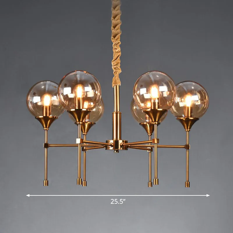 Modern Ball Up Chandelier: Elegant Glass Suspension Light Fixture for Dining Room in Brass