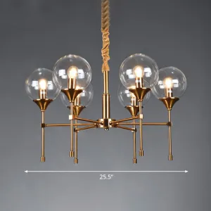 Modern Ball Up Chandelier: Elegant Glass Suspension Light Fixture for Dining Room in Brass