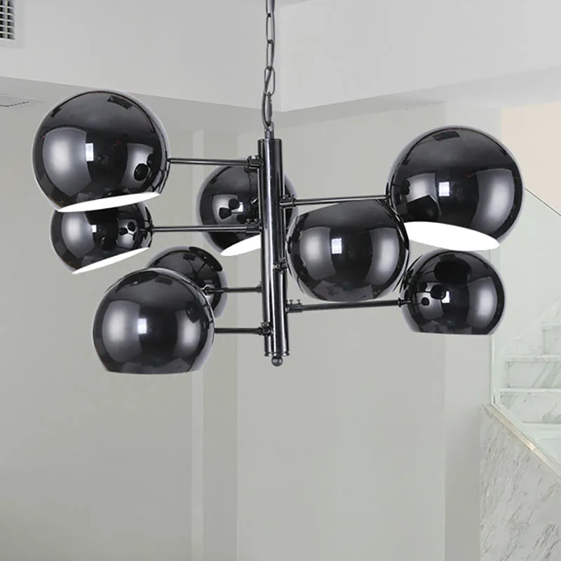 Modern Black 8-Light Iron LED Pendant Chandelier for Office